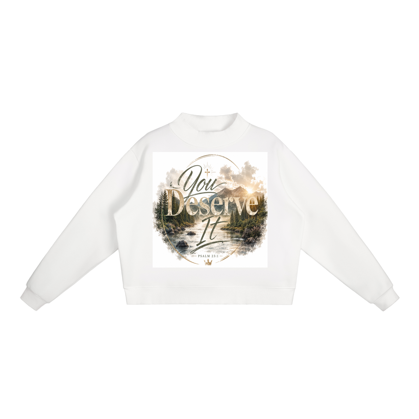 Essential Fleece Mock-Neck Crew Sweatshirt