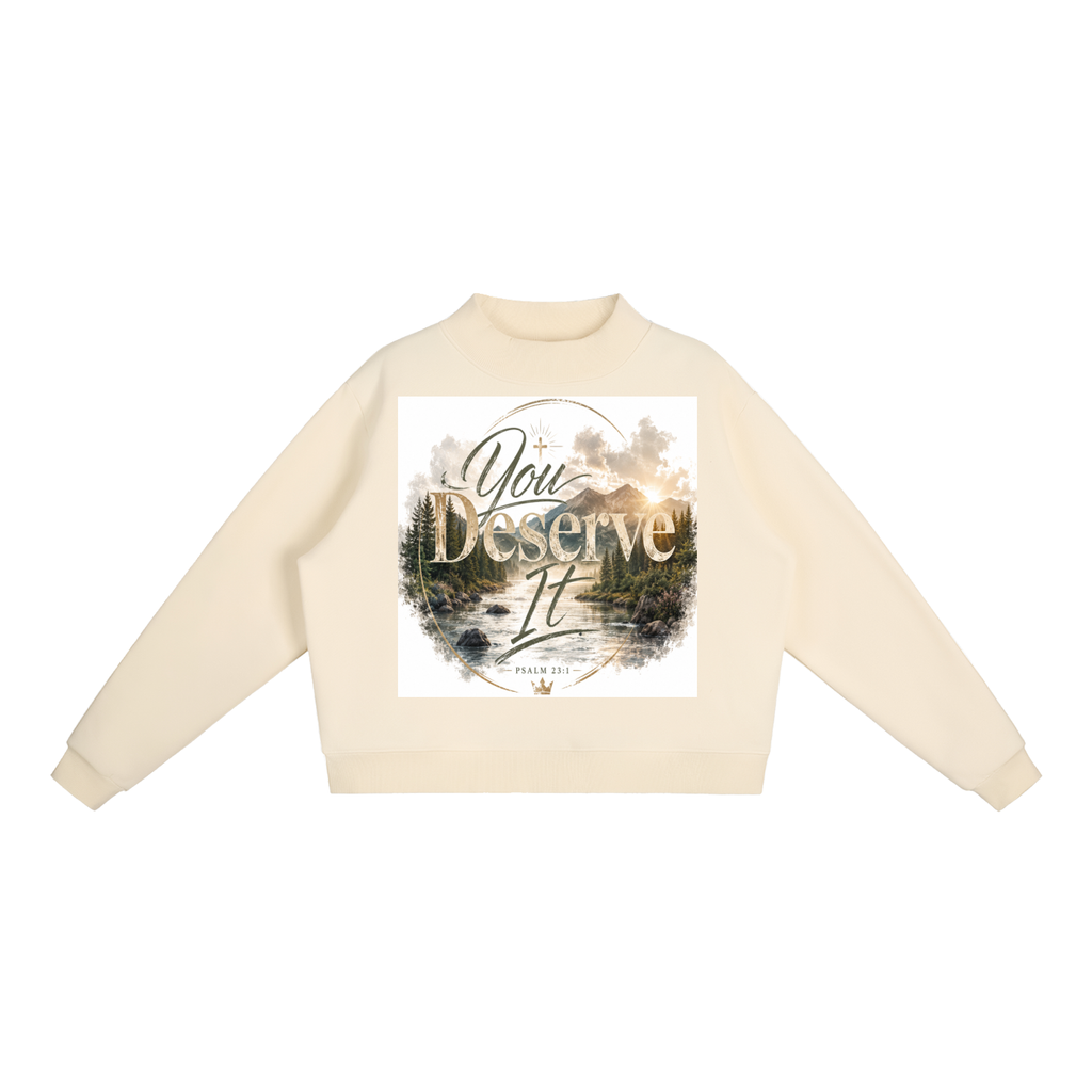 Essential Fleece Mock-Neck Crew Sweatshirt